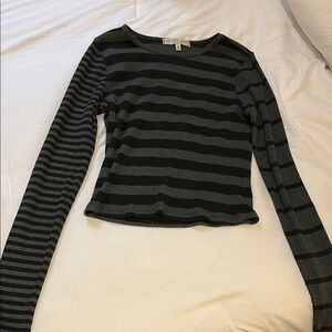 Striped Black and Gray Women's Top